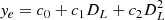 $$ \begin{aligned} y_e = c_0 + c_1 D_L + c_2 D^2_L \end{aligned} $$
