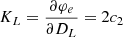 $$ \begin{aligned} K_L&= \frac{\partial \varphi _e}{ \partial D_L} = 2 c_2 \end{aligned} $$