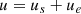 $$ \begin{aligned} u&= u_s + u_e \end{aligned} $$