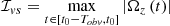 $$ \begin{aligned} \mathcal{I} _{vs}=\underset{t\in \left[ t_0-T _{obv},t_0 \right]}{\max }\left| \Omega _z \left( t \right) \right| \end{aligned} $$