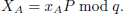 $$ \begin{aligned} X_A = x_AP mod \;q. \end{aligned} $$