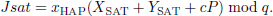 $$ \begin{aligned} Jsat=x_{\rm HAP}(X_{\rm SAT}+Y_{\rm SAT}+cP) mod \;q. \end{aligned} $$