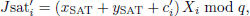 $$ J_{\mathrm{Sat}}^{\prime}=\left(x_{\mathrm{SAT}}+y_{\mathrm{SAT}}+c_i^{\prime}\right) X_i \bmod q, $$