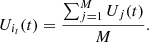 Mathematical equation: $$ \begin{aligned} U_{i_t}(t) = \frac{\sum _{j=1}^M U_j(t)}{M}. \end{aligned} $$