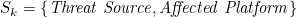 $$ S_k = {\{ }\mathit {Threat \ Source}, \mathit {Affected \ Platform}{\} } $$