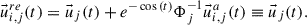 Mathematical equation: $$ \begin{aligned} \vec{u}_{i,j}^{re}(t)=\vec{u}_{j}(t)+e^{-\cos {(t)}}\Phi _j^{-1}\vec{u}_{i,j}^{a}(t)\equiv \vec{u}_{j}(t). \end{aligned} $$